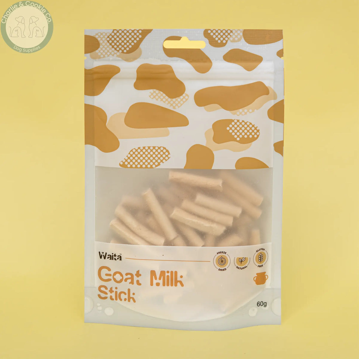 Waita Freeze-Dried Goat Milk Stick 60g pack with loose freeze-dried sticks, 100% claim redacted