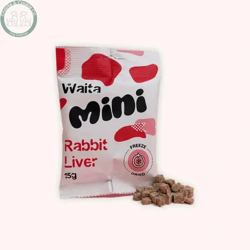 Waita Mini Rabbit Liver Cubes 15g with bite-sized pieces