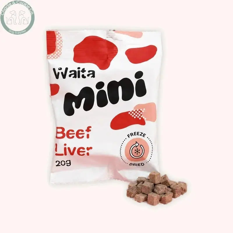 Waita Mini Beef Liver Cubes 20g with bite-sized pieces