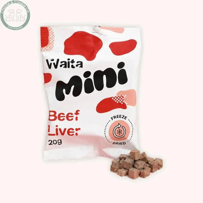 Waita Mini Beef Liver Cubes 20g with bite-sized pieces
