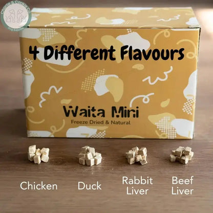Waita Mini four flavour cube guide for Chicken Duck Rabbit Liver and Beef Liver