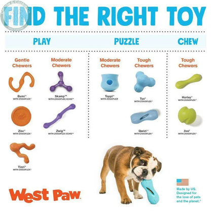 West Paw Qwizl Durable Enrichment Chew Toy - 2 Size Options - Charlie &amp; Cookie Co.