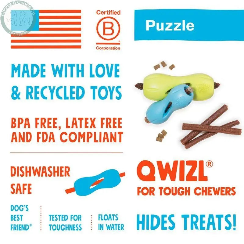 West Paw Qwizl Durable Enrichment Chew Toy - 2 Size Options - Charlie &amp; Cookie Co.