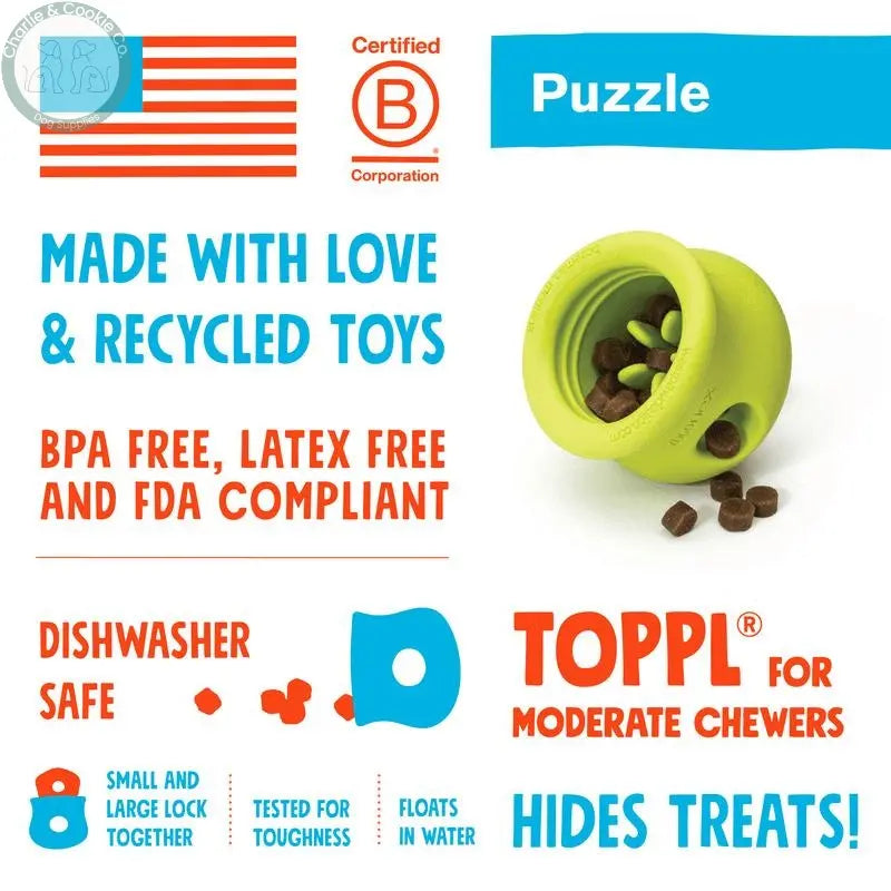 West Paw Toppl Durable Enrichment Toy - 3 Size Options - Charlie &amp; Cookie Co.