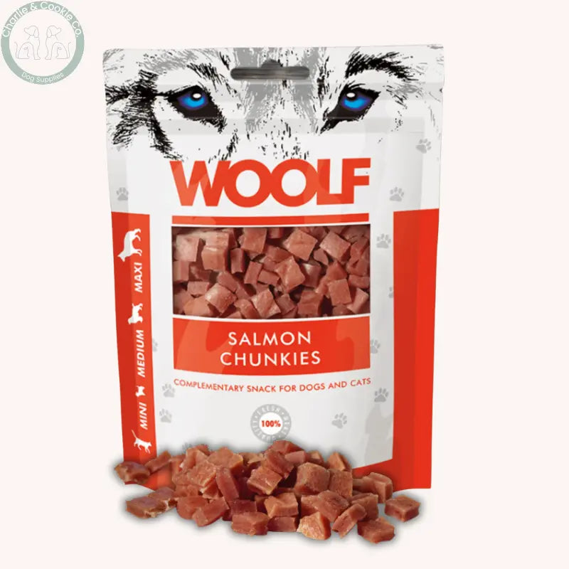 Woolf Chunkies 100g | Soft-Bite Natural Dog &amp; Cat Treats in Salmon, Chicken or Duck Woolf