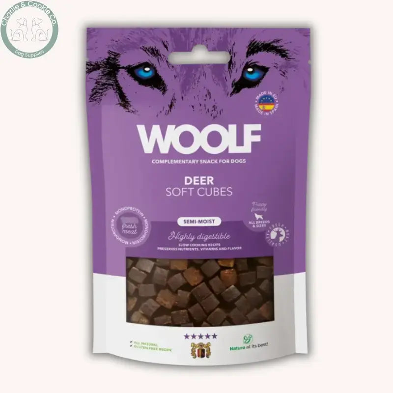 Woolf Soft Cubes 100g soft dog treats in Mediterranean Fish, Beef, Goat or Deer