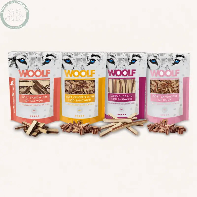 Woolf Soft Sandwich 100g | Natural Dog Treats, 4 Recipes