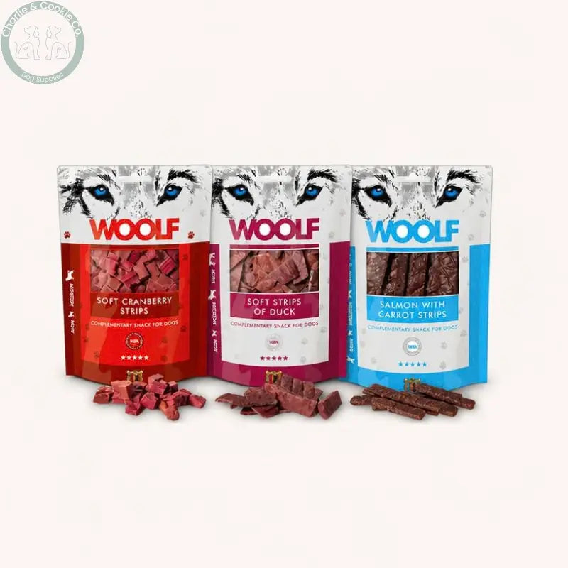Woolf Soft Strips 100g | Natural Dog Treats, 3 Recipes
