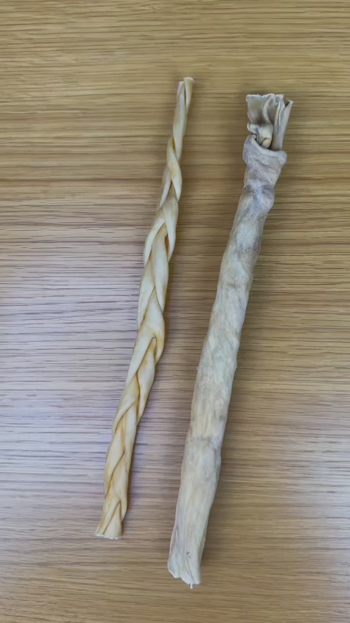 C&amp;C Goat Skin 30cm - Roll &amp; Braided Options (Individual Treat) - Long-Lasting, Nutrient-Rich Chews for Dogs